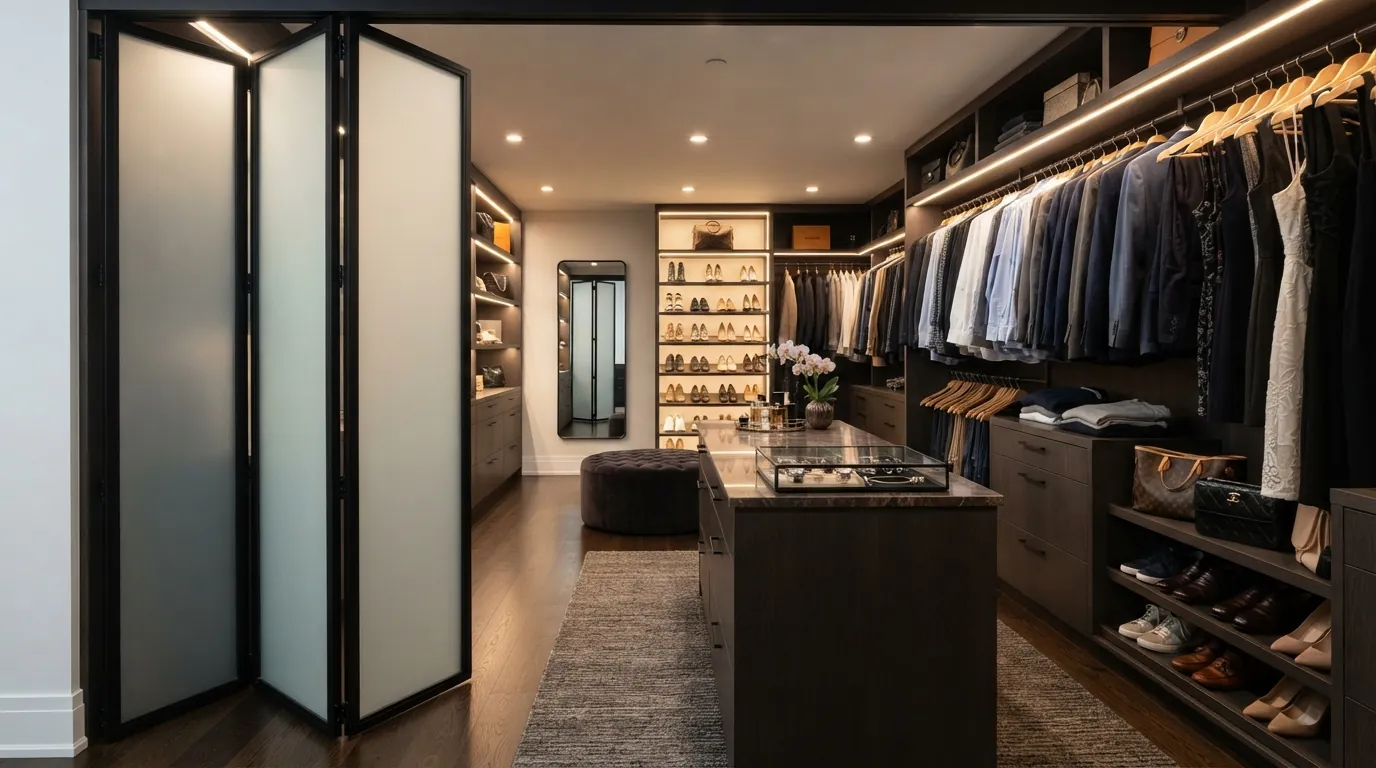 Деревянные складные двери гармошка — цветовое решение