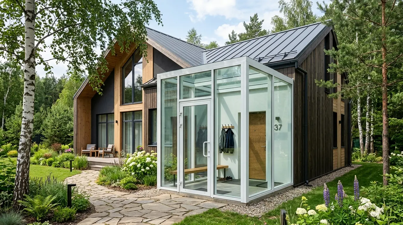Входная группа для дома из пеноблоков — пример реализации проекта