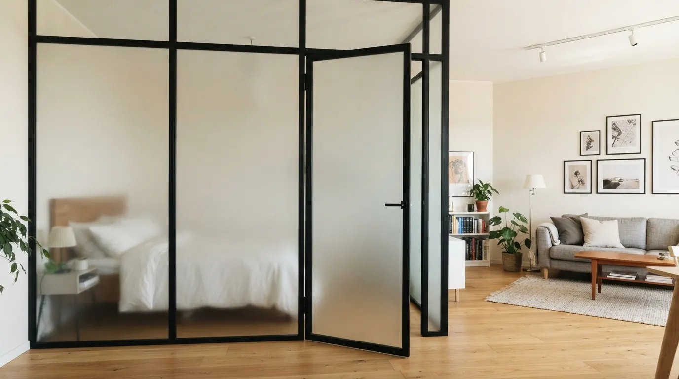 Перегородки стеклянные межкомнатные книжка — в собранном состоянии